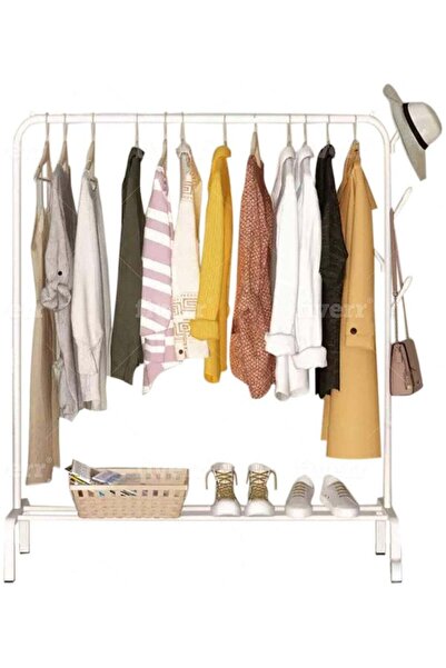 BLOOMING TIME علاقات ملابس، رف معاطف مفتوح، رف تجفيف ملابس معدني عمودي خارجي،...