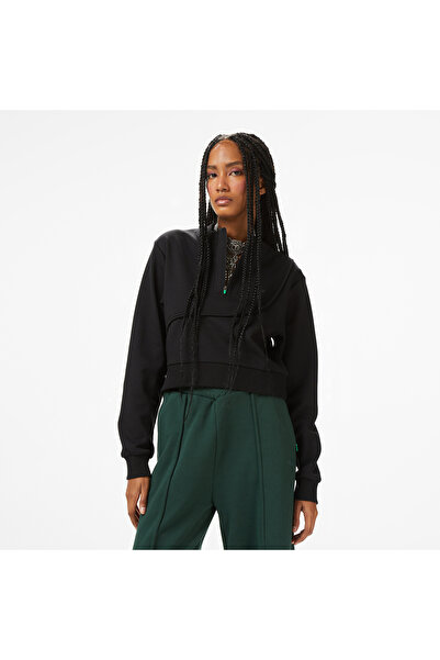 Lacoste x House of SuperStep Bisiklet Yaka Kadın Siyah Sweatshirt