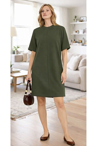 COLORDS Women's Crew Neck Ribbed Dress