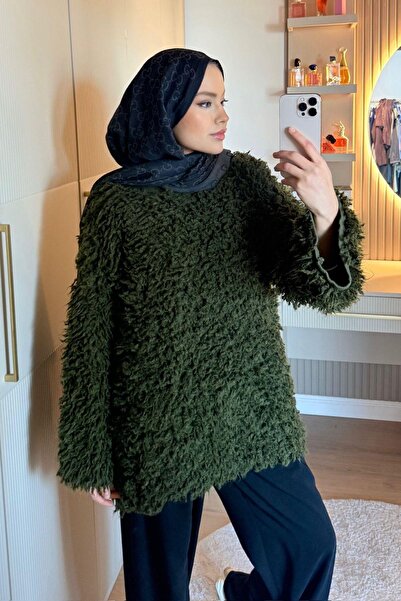 Hazamoda Furry Sweater Khaki