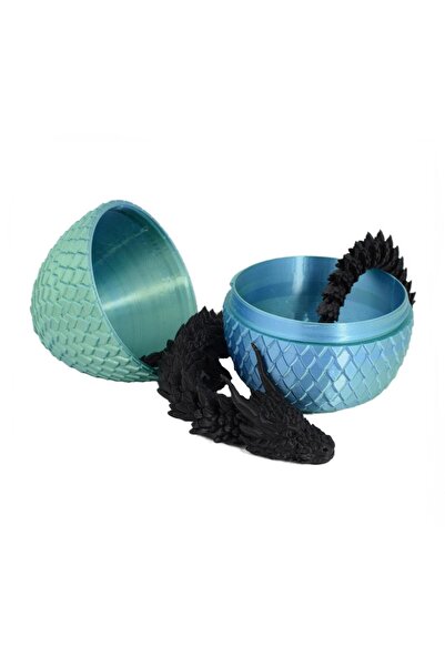 Sani Φιγούρα, Δράκος σε Αυγό 90 x 115 mm, Ανοιχτό Μπλε, Πράσινο, Μαύρο