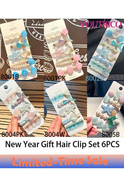 Youtrico 6-Piece Ocean Side Hair Clips Set - Perfect New Year Gift for Girls