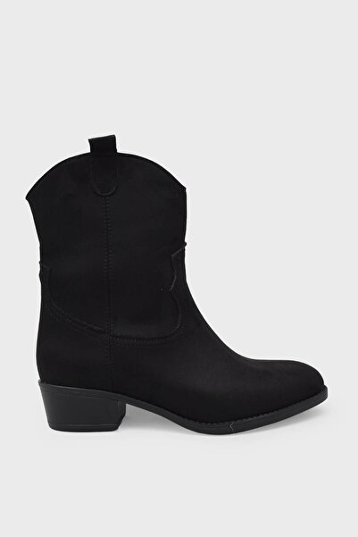 kanuga حذاء نسائي غربي من جلد الغزال الأسود SMS3412