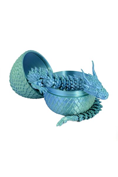 Sani Figurină, Dragon în Ou 90 x 115 mm, Albastru Deschis, Verde