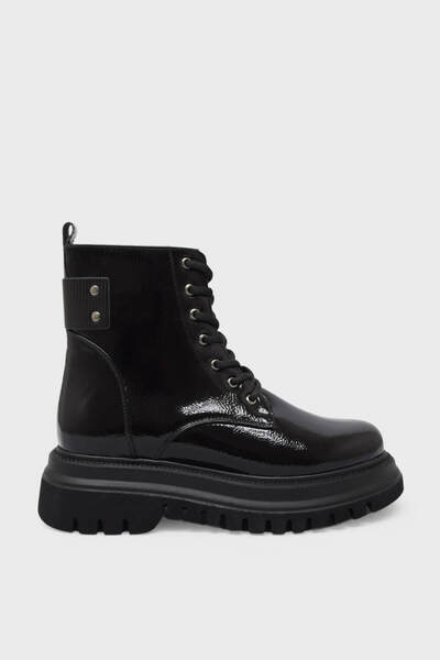 kanuga Women's High Sole Daily Boots Black Patent Leather Sms2796