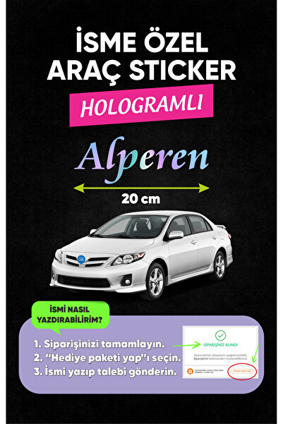 1001 sticker İSME ÖZEL HOLOGRAMLI ARAÇ STICKER