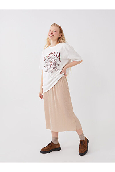 LC Waikiki Schlichter Damen Faltenrock mit Gummibund