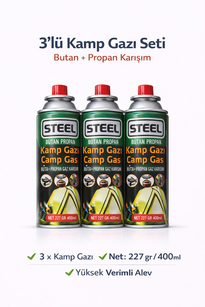 Janissary Bütan Propan Kamp Gazı 227 gr x 3 Adet | Kamp, Outdoor ve Ocak Uyum...