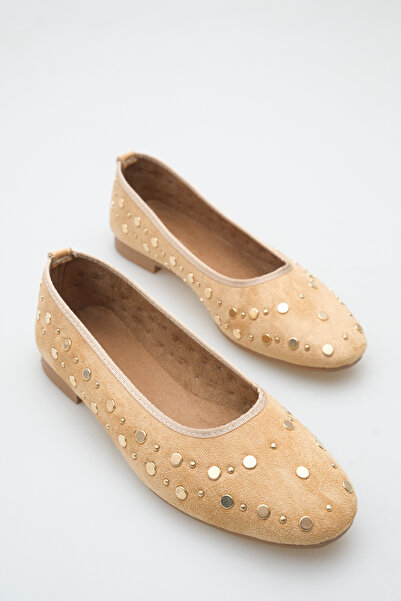 meyra'nın ayakkabıları Women's Stoned Daily Ballerina Camel Suede