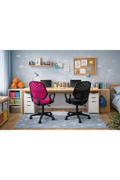 arge demo Eko (İKİLİ) Çalışma Sandalyesi Tekerlekli ,Dönerli Yükseklik Ayarlı