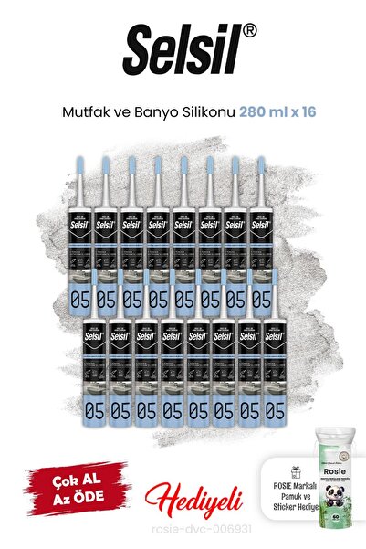 Selsil 16 x 280 ml Mutfak ve Banyo Silikonu ve Rosie
