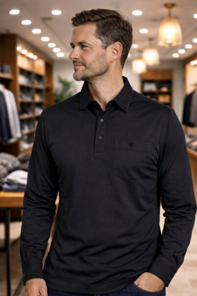 YAKAMEL Cămașă cu mânecă lungă pentru bărbați, cu nasturi, cu buzunar la gule...