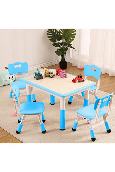 Garvee Toddler Table and 4 Chairs Set - Height Adjustable Table with Graffiti...