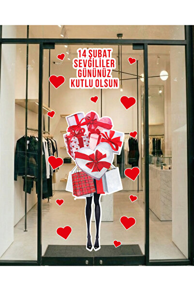 New Jargon Hediye ve Kalp Tasarımlı Romantik 14 Şubat Sticker - Sevgililer Gü...