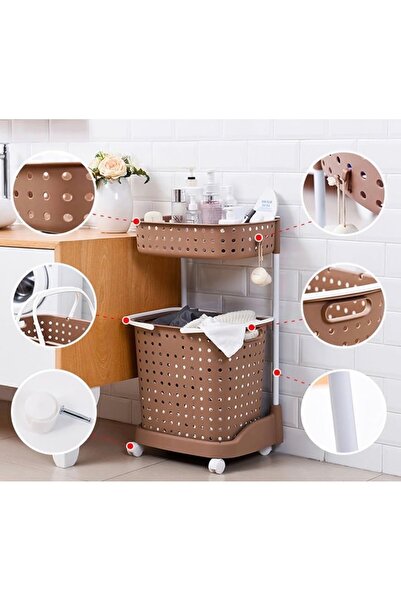 cc bin shihon Laundry basket with top shelf for detergents, bathroom organize...