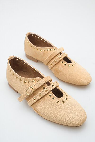 meyra'nın ayakkabıları Women's Double Strap Studded Casual Ballet Flats Camel...