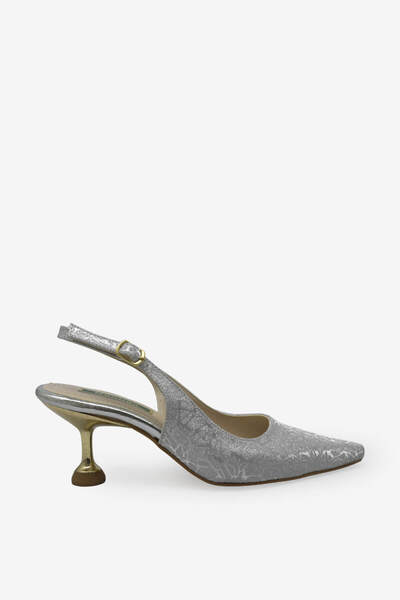 kanuga Women's Pointed Toe Heeled Shoes Silver Patterned Lpa3510