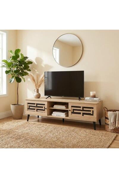 Palma homez Modern Malaysian wooden TV stand - 160 cm - Beige
