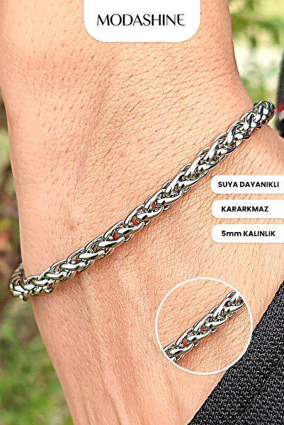 ModaShineShop سوار سلسلة سميكة مقاوم للصدأ - تصميم أنيق من الفولاذ المقاوم لل...