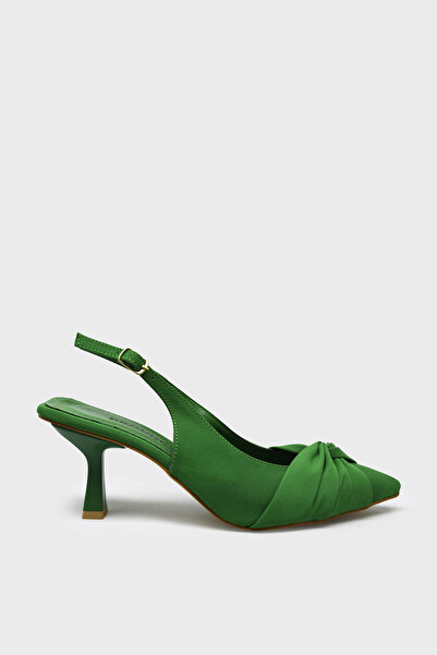 kanuga Women's Open Back Heeled Shoes Green Satin Bb2023-13