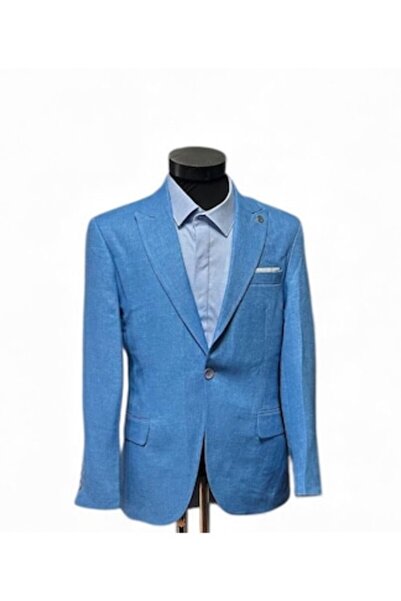 HAVİN Sacou bărbătesc, 52 EU, bumbac, albastru deschis