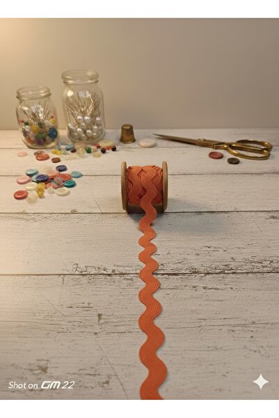 satab French Lace Ribbon / Rikrak Stripe Orange 30mm -5Meters