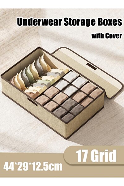 Generic 17 Grid Storage Box with Cover Underwear Storage Box Drawer Organizer...
