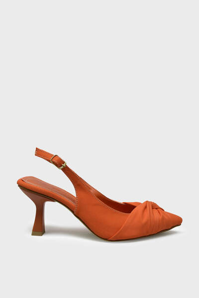 kanuga Women's Open Back Heeled Shoes Orange Satin Bb2023-13