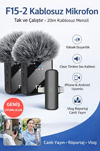 Coverzone Wireless Microphone 20m Distance Type-C and Lightning iPhone Androi...