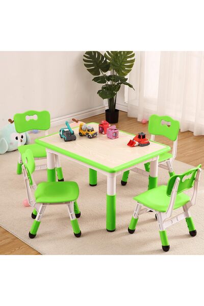 Garvee Toddler Table and 4 Chairs Set - Height Adjustable Table with Graffiti...
