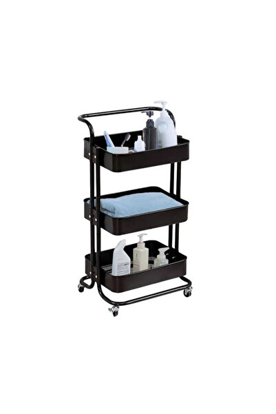 Lumi LUXURY Black Metal Kitchen Shelf with 3 Levels 44x36x82cm