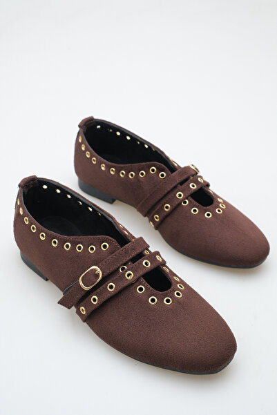 meyra'nın ayakkabıları Women's Double Strap Studded Casual Ballerinas Bitter ...