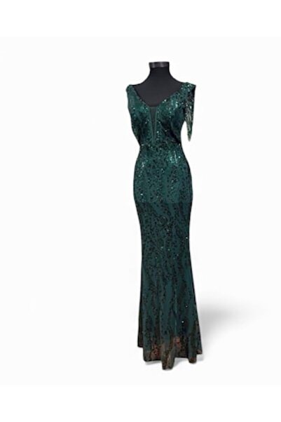OEM Elegant Sequin Dress, 40 EU, Emerald Green