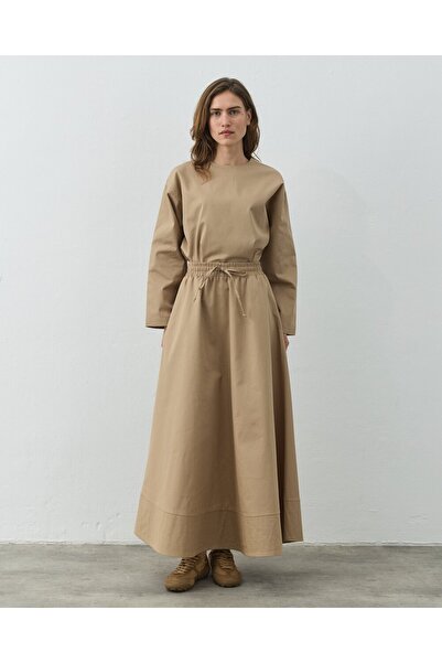 Aybikestil Gabardin Fırsat Etekli Takım Camel