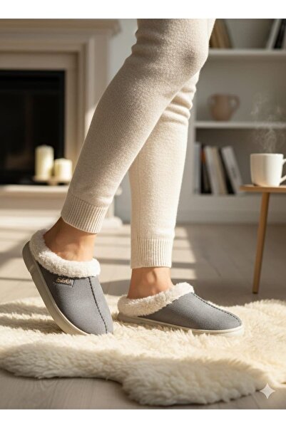 Luvesta Cozystep – Premium Suede Textured Fur House Slippers – Gray