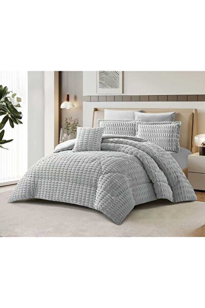 ALMIADD Luxurious winter bedspread, velvet with a plain embossed faux fur cov...