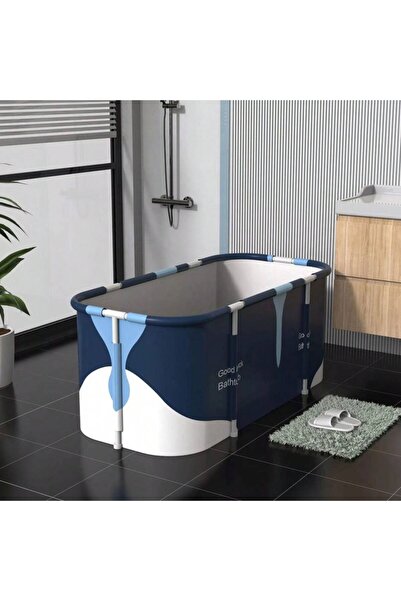 Mtanvxay حوض استحمام قابل للطي قائم بذاته مقاس 55 بوصة بإطار معدني، حوض استحم...