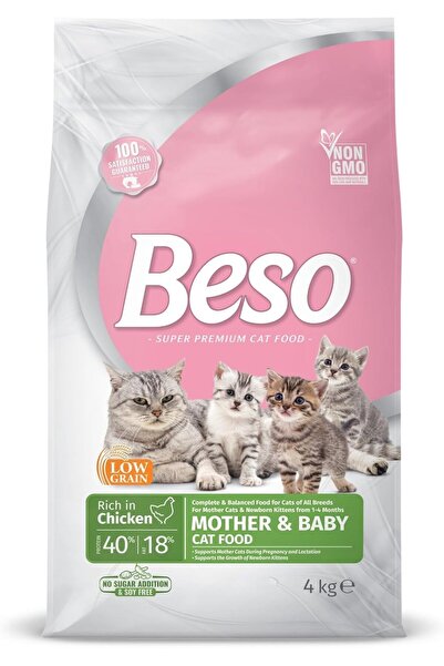 Beso طعام قطط بنكهة الدجاج، 4 كجم، مناسب لجميع مراحل حياة القطط، طعام جاف، تر...