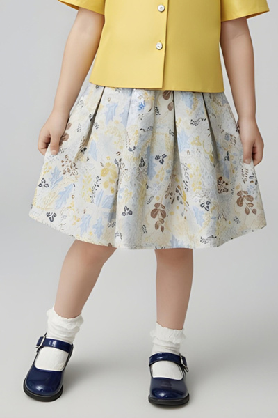 Alesaei-mondo tondo تنورة بنات مطبوعة بتصميم زهري ناعم7177-