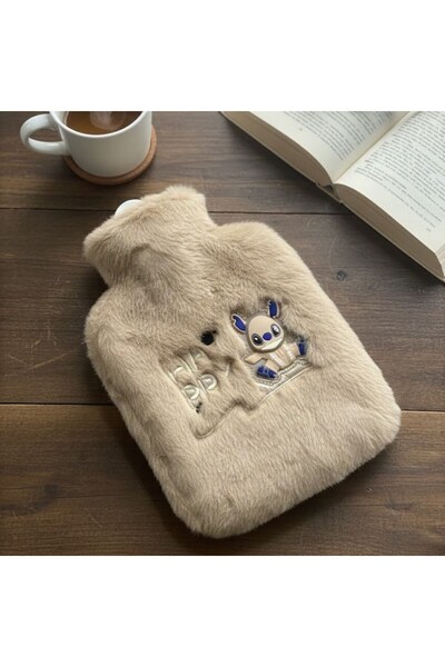 sylar حقيبة ماء ساخن من القطيفة على شكل حيوان روبوت سعيد سعة 1 لتر - غلاف ناع...