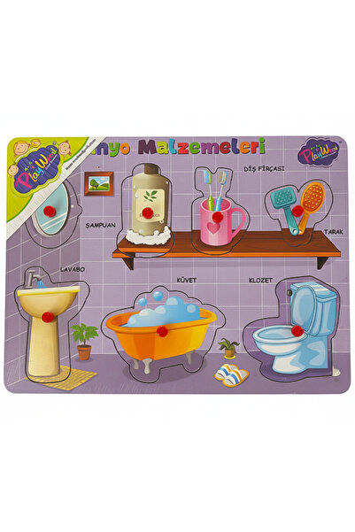 PlayWoods Playwood Ahşap Tutmalı Eğitici Puzzle Banyo Malzemeleri ONY296