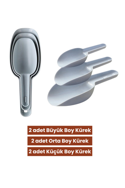 12den 6 Adet Baharat Küreği, Un Şeker Bakliyat Kakao Mama Deterjan Erzak Kaşığı 6’lı Set 2x(3 Boy) Yeşil
