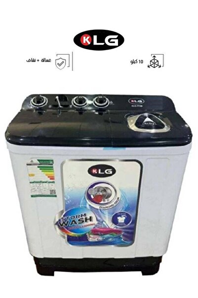 KLG غسالة ذات حوضين - سعة 10 كجم - تحميل علوي - أسود/أبيض - KLG-TT12B