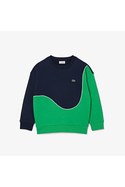 Lacoste Çocuk Bisiklet Yaka Renk Bloklu Lacivert Sweatshirt