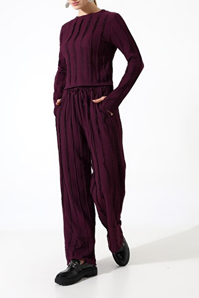 Sabr Set cu guler rotund de degete cu volane – Pantaloni cu șnur elastic