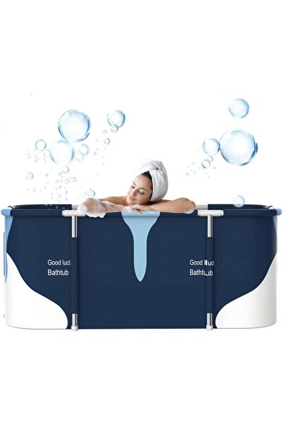 Mtanvxay حوض استحمام قابل للطي كبير جدًا مقاس 55 بوصة بإطار معدني، حوض سبا سا...