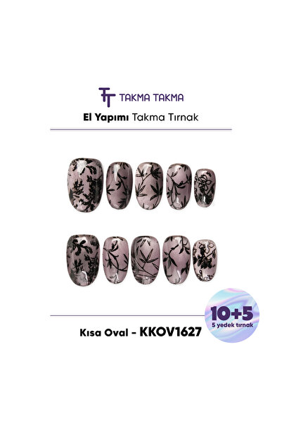 Takma Takma KKOV1627 Siyah Kısa Oval 15'li Tekrar Kullanılabilir El Yapımı Pr...