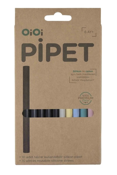 OiOi قشة شرب ملونة من السيليكون 10 قطع