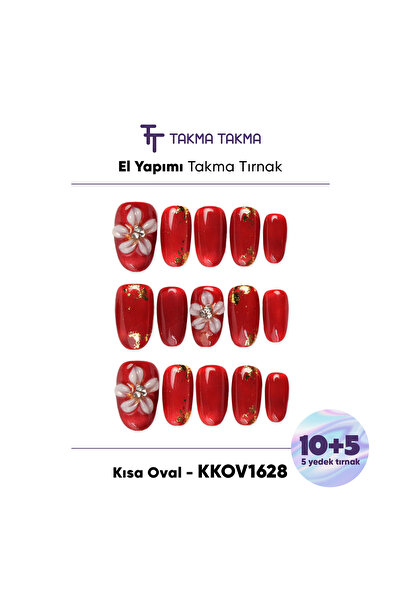 Takma Takma M Beden KKOV1628 Kırmızı Kısa Oval 15'li Tekrar Kullanılabilir El...