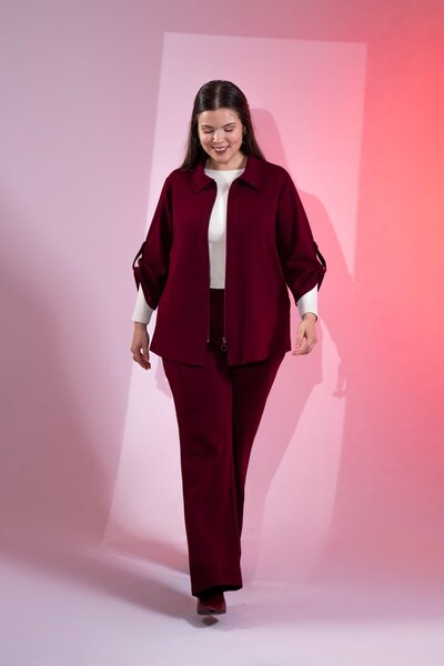 Roxxlen Büyük Beden Kadın Fermuar Detaylı 2'li Takım